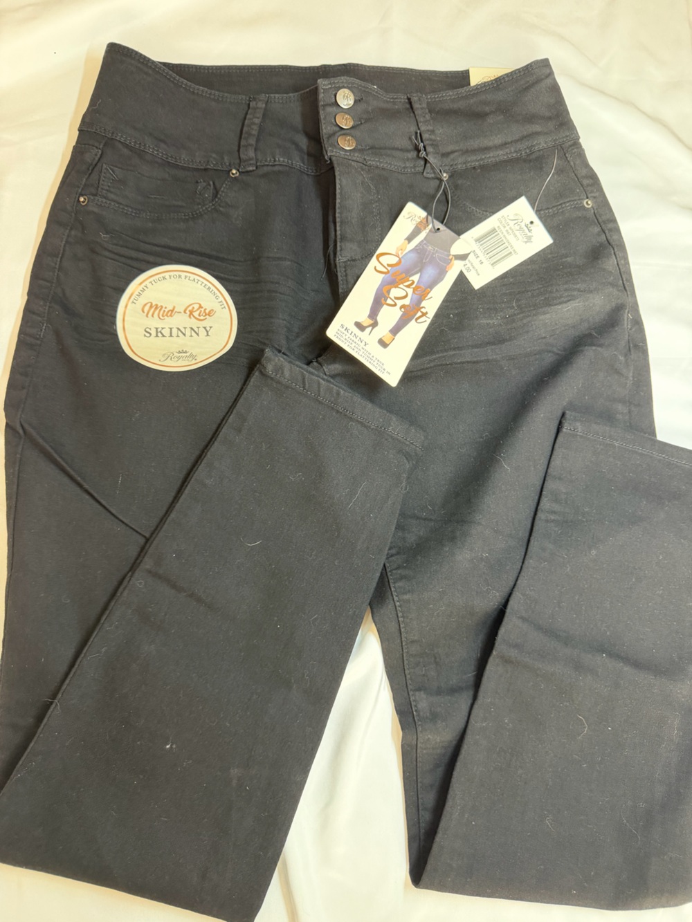 Royalty For Me Black Mid-Rise Skinny Jeans